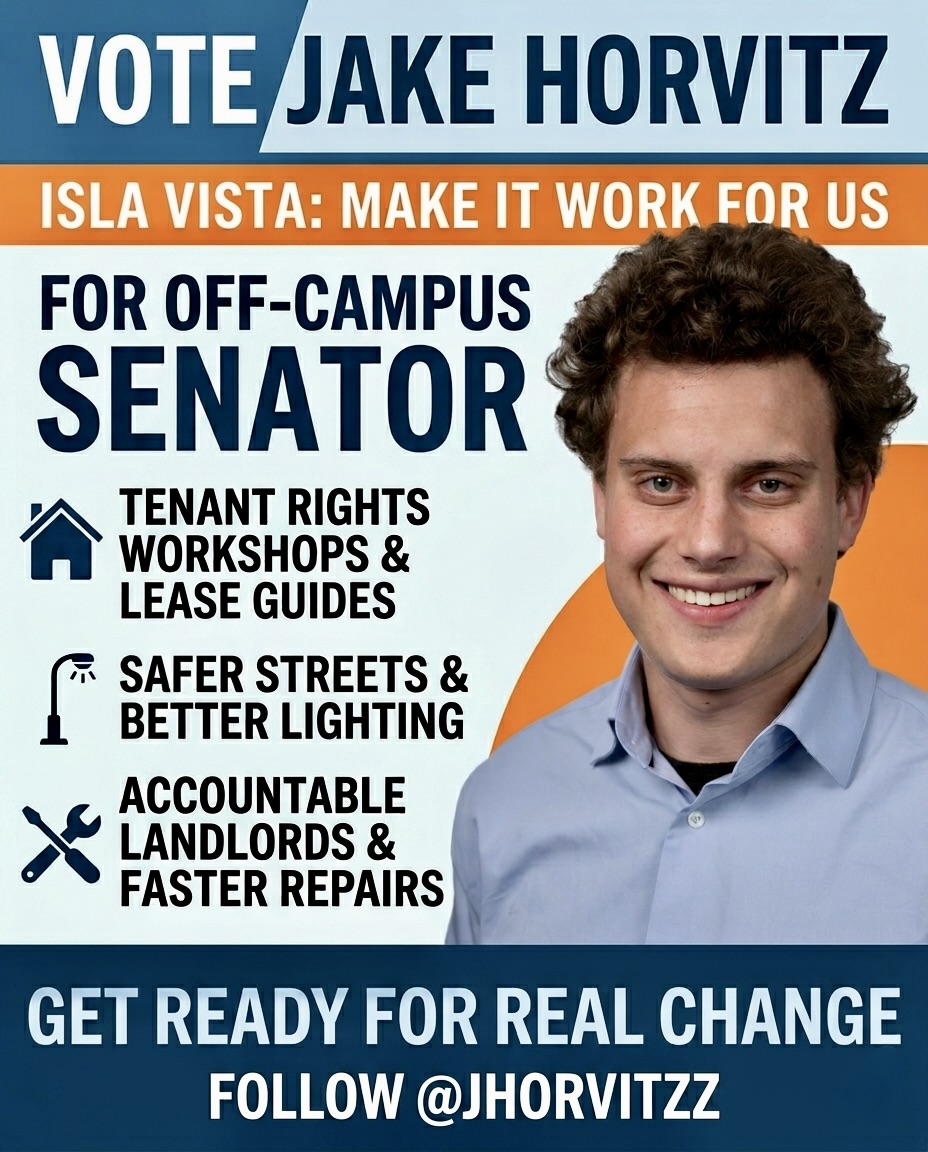 Vote Jake Horvitz for Off-Campus Senator campaign poster